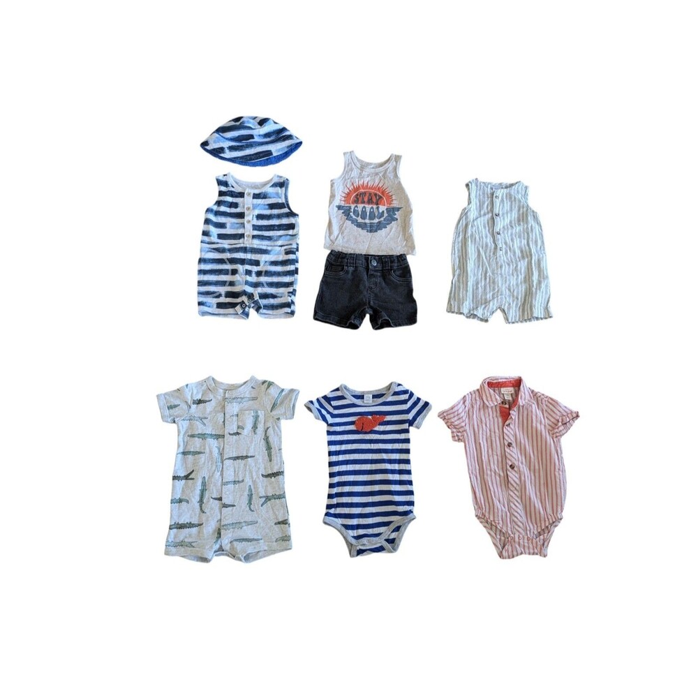 Baby Boy 8pc 12 Months Mixed Clothes Lot Various Brands